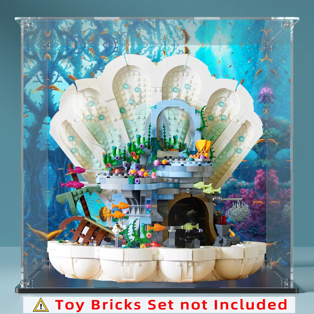 Acrylic display box for Little Mermaid Royal Clamshell 43225  building block display case  showcase toy storage box 4