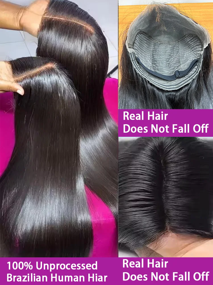 40 42 Inch 13x4 13x6 HD Transparent Bone Straight Lace Front Wigs 250 Density 360 Full Lace Brazilian Human Hair Wigs For Women 2