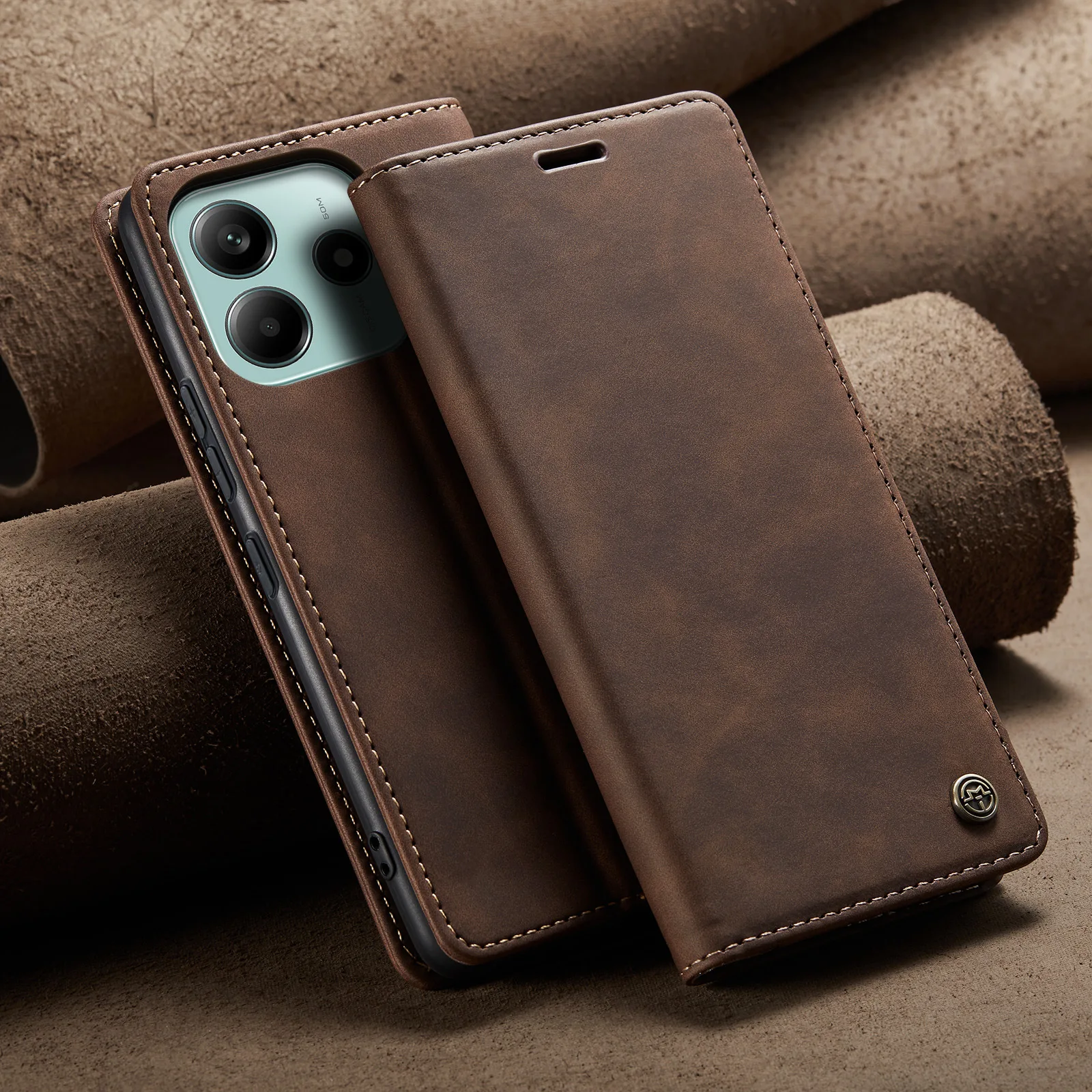 Vintage Magnetic Leather Flip Wallet Case with Card Slots