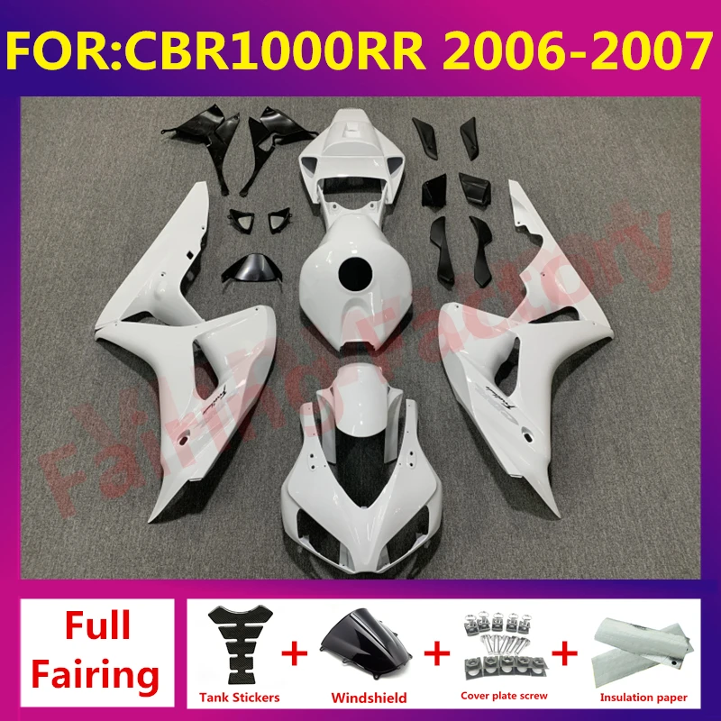 

For CBR1000RR CBR 1000RR CBR1000 RR 2006 2007 Motorcycle Injection full Fairing Kit fit Bodywork fairings kits zxmt set white