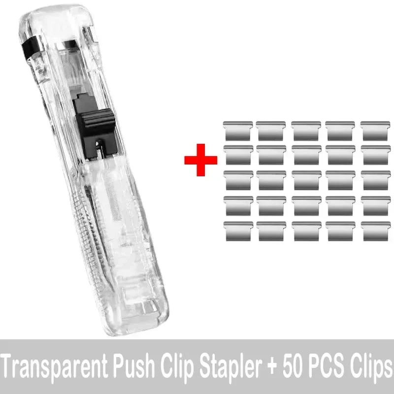 Push Clip Stapler Staple Remover Binder Push Clamp Tape Dispenser Paper Clips Stationery School Office Supplies Bookbinding push stapler staple remover