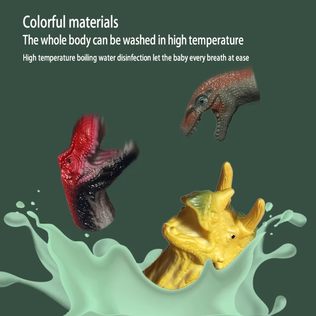 5pcs Finger Dinosaur Puppet Toys Battle Role Play Toy Velociraptor Mini Hand Animal Model Doll Soft Rubber Gloves Gifts for Boys 5