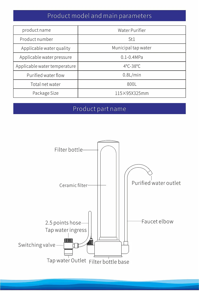 Description Picture 3 of itemWater Purifier System Transparent Whole House Water Filter System Ceramic Filter Tap Water Kitchen Remove 99.99% Contaminants