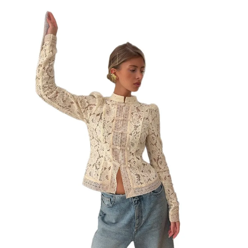 Embroidery Lace Puff Blouse 6