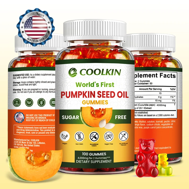 Sugar-Free Pumpkin Seed Oil Gummies (4,000 Mg/serving) Support Hair Growth, Prostate Health, Immune and Urinary Tract Support