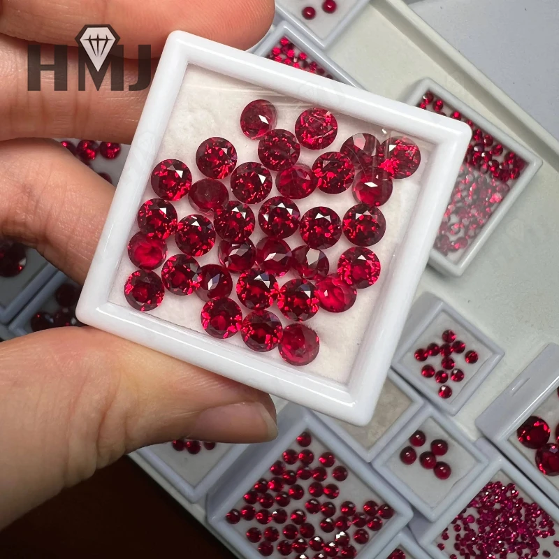 Laborgezüchtete Rubin-Edelsteine in Taubenblutrot, Runde Form, Wählbar, AGL-Zertifikat, Charms-Perlen für DIY-Hochzeits- und Brautschmuck – Detail 17