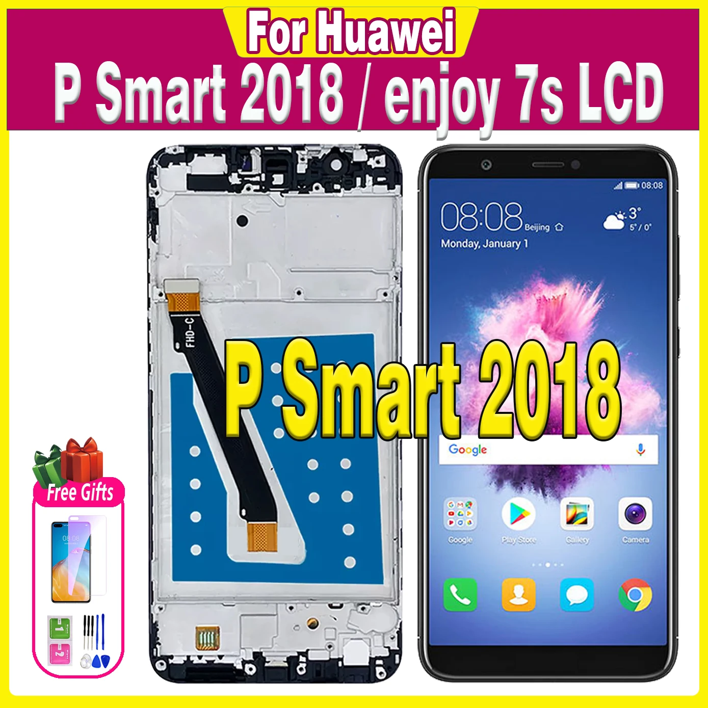 

Протестированный для Huawei P Smart LCD FIG-LX1 LX2 LX3 FIG-LA1 дисплей сенсорный экран в сборе P Smart 2018 LCD Enjoy 7S Замена экрана