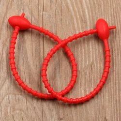 Versatile Silicone Reusable Cable Ties - 13 Color Set (10 Pack) (Red)