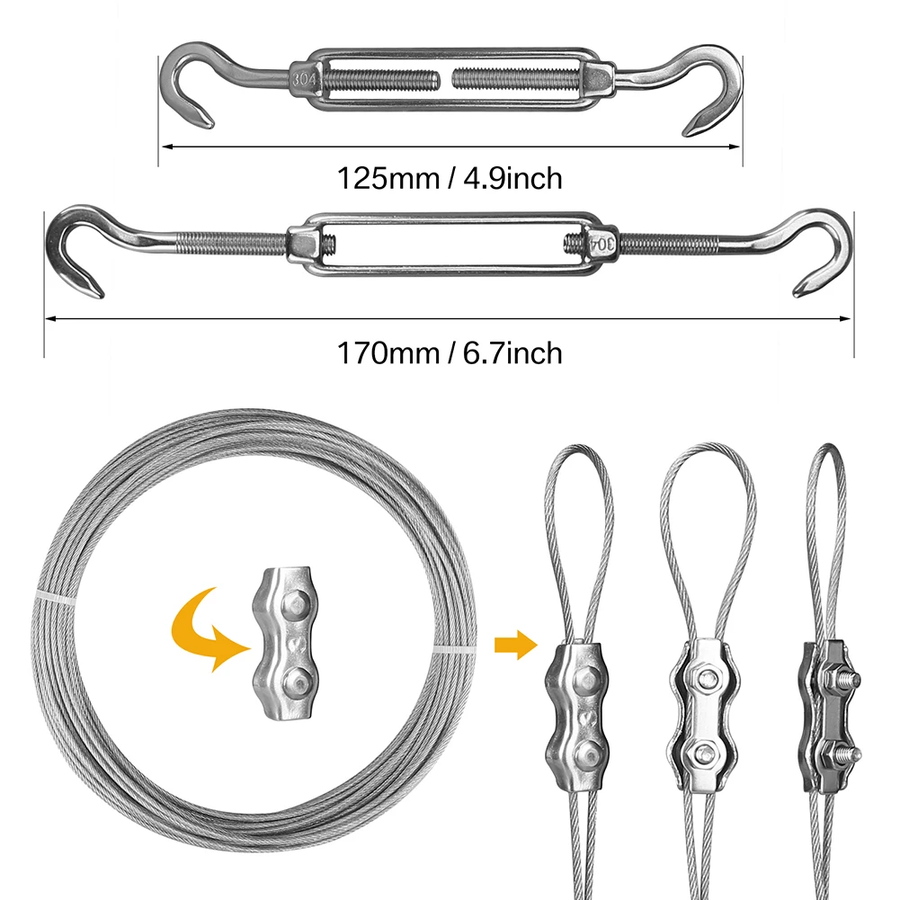 15M/30M Picture Wire Cable Railing Kit Garden Heavy Duty Screw Eye