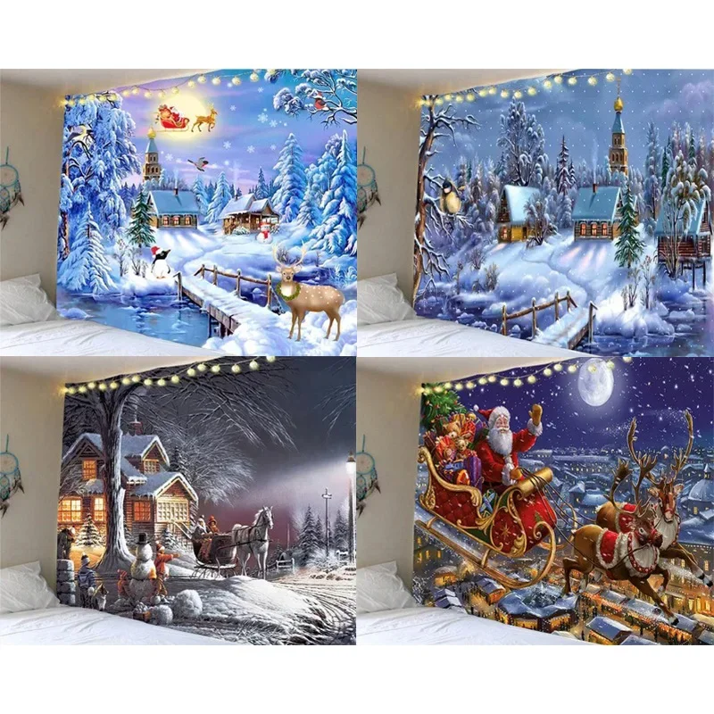 Christmas Scenery Living Room Bedroom Home Wall Decoration Tapestry