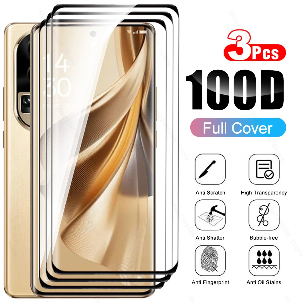 

3Pcs Curved Protective Glass For Oppo Reno10 Pro+ 5G 6.7'' Screen Protector Appo Reno 10 Pro Plus Reno10Pro 10Pro Tempered Glass