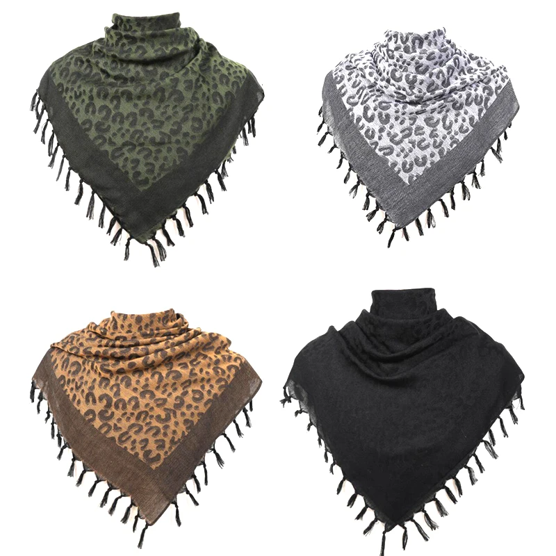 43X43 Pollici Sciarpa Militare Shemagh Tactical Desert Keffiyeh Head Neck Sciarpa Arab Wrap Leopard Print Sciarpa Da Trekking Antivento Ventosa