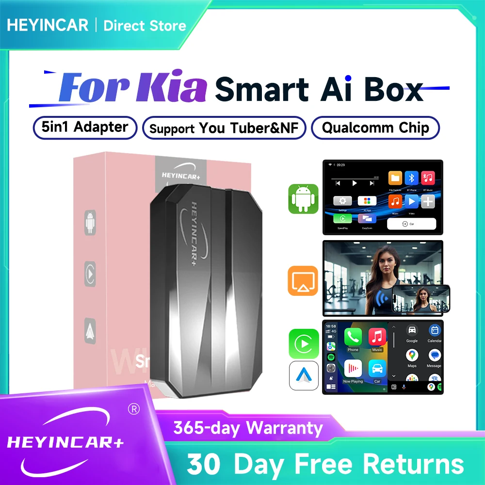 2024HEYINCARSmartAIBoxAndroidAutoWirelessCarPlayForKia