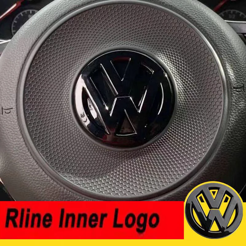 Steering Wheel Covers Volkswagen Gloss black emblem cover for Golf 7 Rline