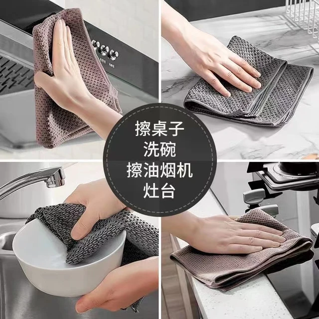 Kitchen Daily Dish Towel, Dish Cloth, Kitchen Rag, Non-Stick Oil, Thickened  Table Cleaning Cloth, Absorbent Scouring Pad - AliExpress