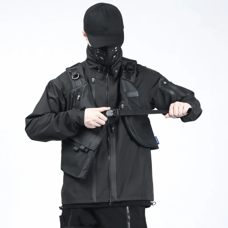 Outdoor Tactical Function Multi-pocket Design Vest Men Clothing Y2K High Street Techwear Style Sleeveless Jackets chalecos 4