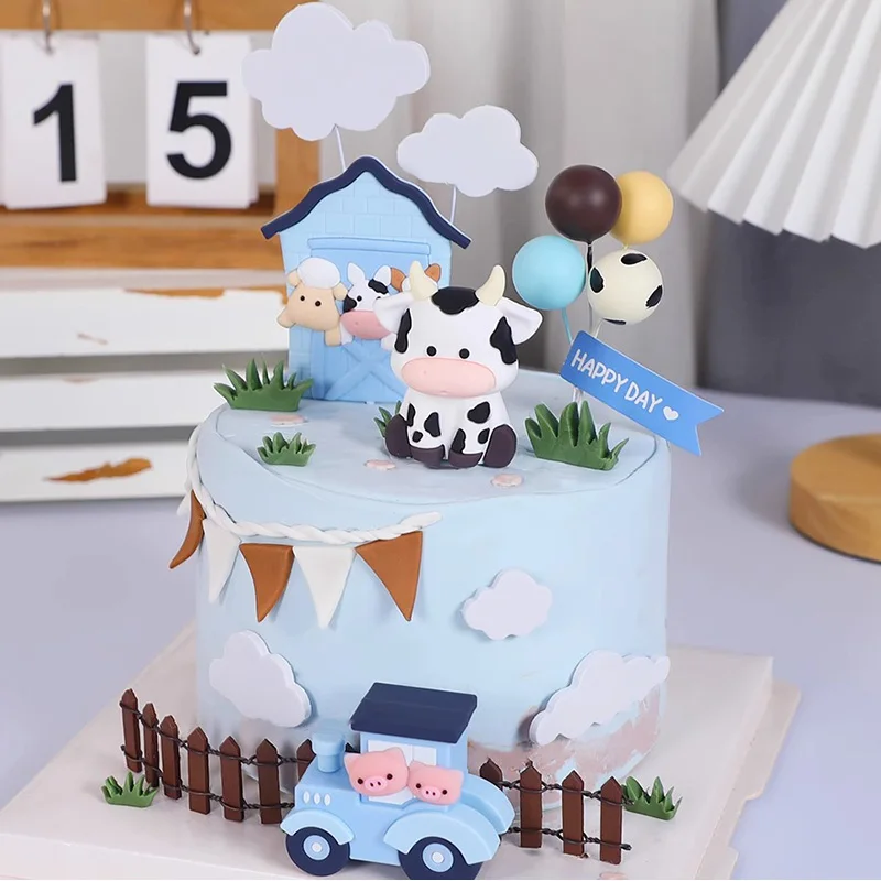 Farm Theme Cow Smash Cake Topper Diaper