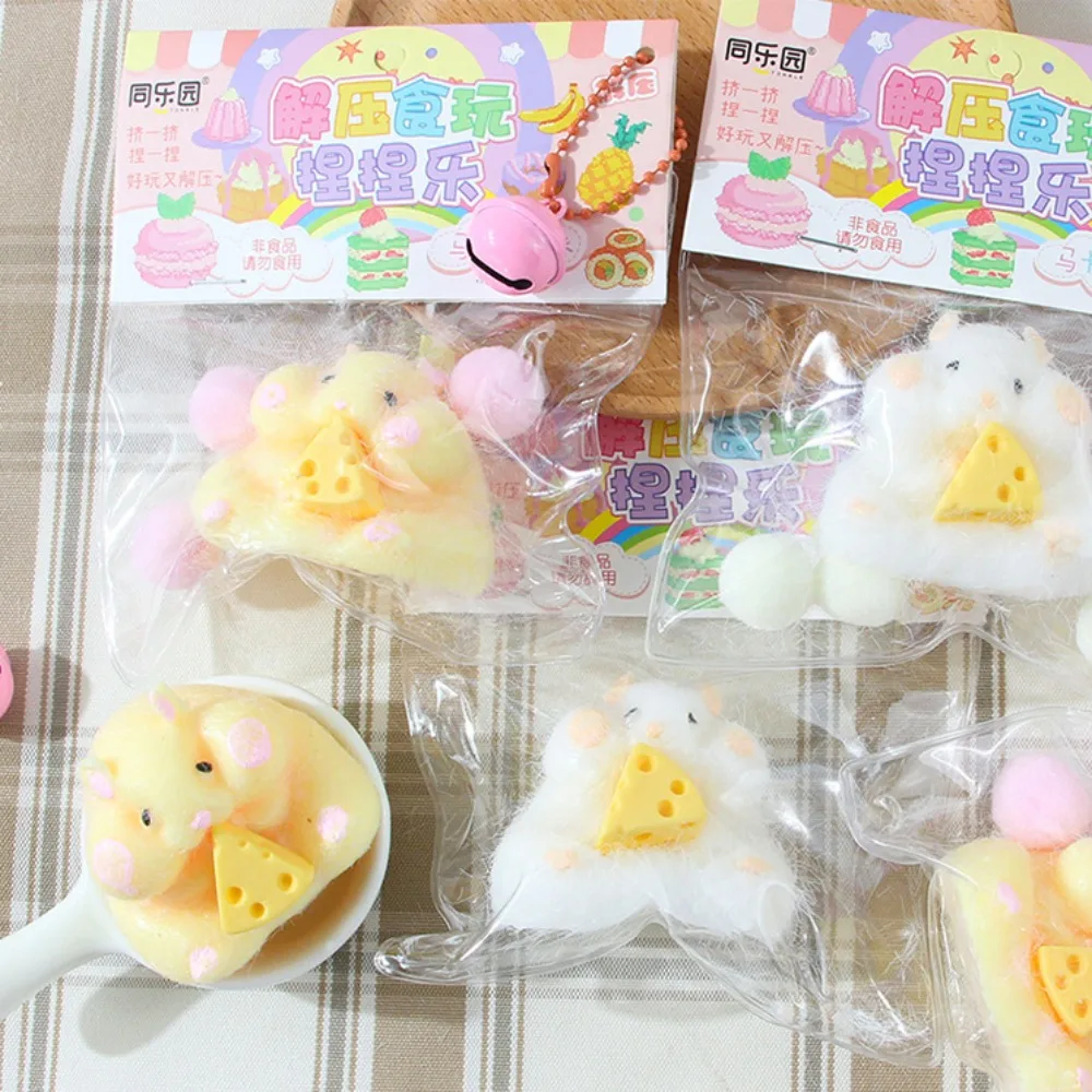 Simulation Soft Silicone Slow Rebound Flocking Toy Hamster Pinch Music Decompression Toy Children Hamster Ornaments Gift 2