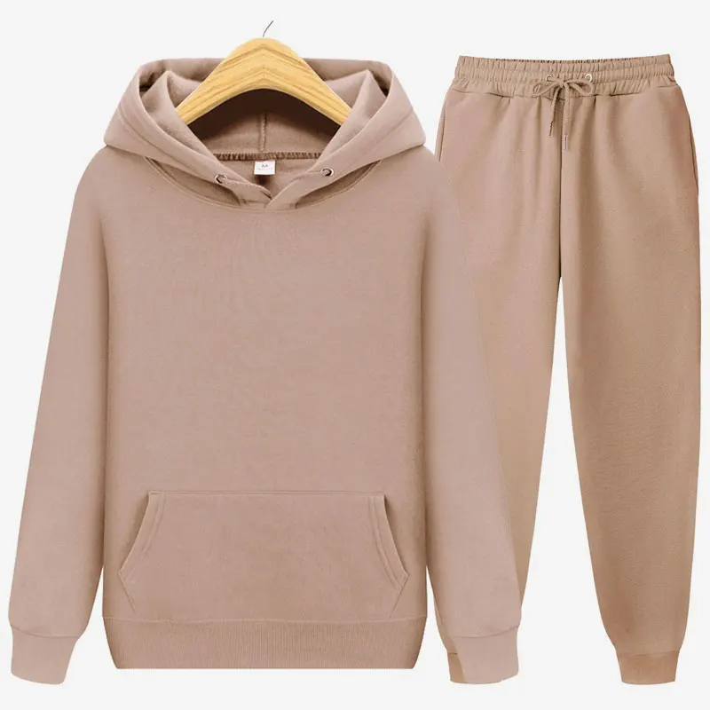 

Solid Color Men Sweatshirt Sets Hoodie+Pants Two-Pieces Casual SweatSuit Men Fashion Sportswear Tracksuit Set Trend Man Clothing