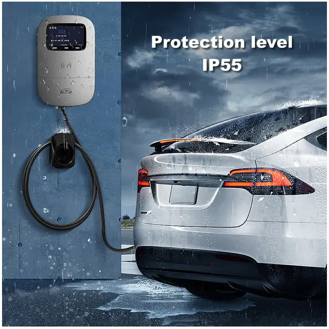 JIGU-Câble de Chargement Électrique pour Voiture, Station de Recharge pour Véhicule, Boîtier Mural de Type 2, 32A, 380V, 22kW 5