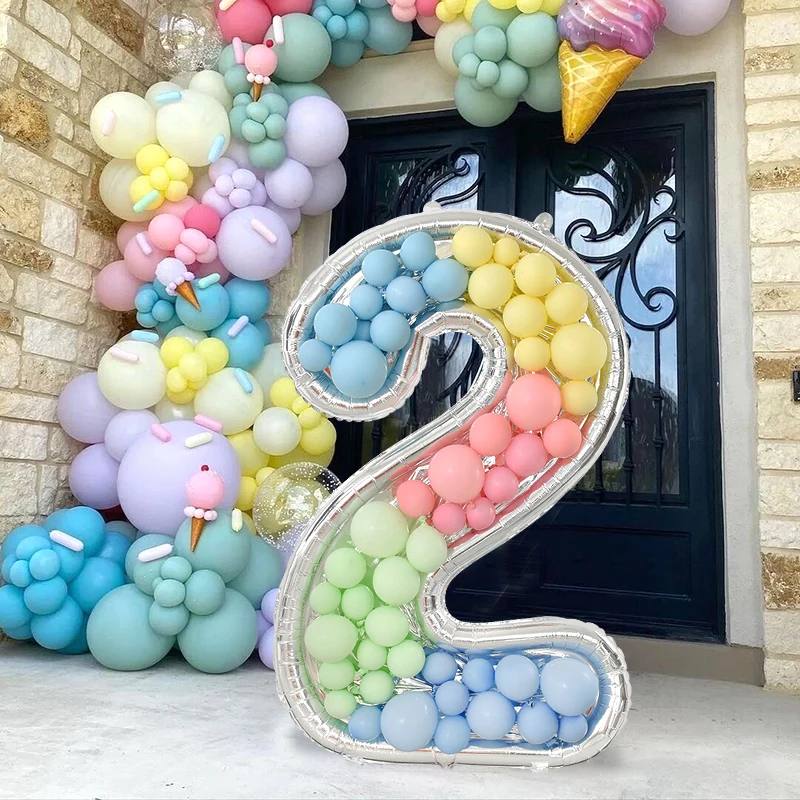 65inch Giant Number 0-9 Aluminum Film Balloon Filling Frame Kids 1st Birthday Party Decoration Wedding Anniversary Decor Supplie