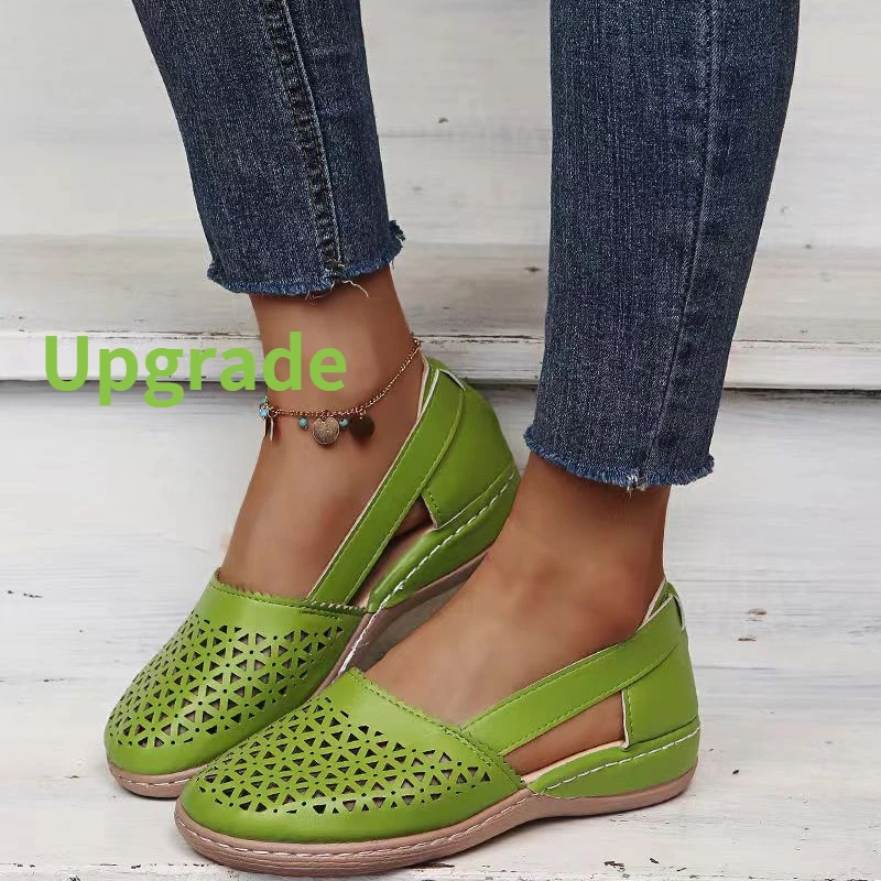 Women Sandals Summer soft sole mother sandals fish mouth middle-aged and elderly leather shoes flat middle-aged single shoes women's