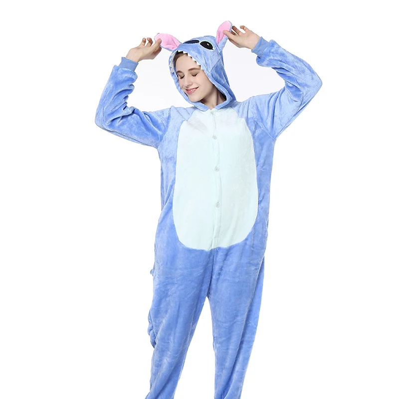 Cosplay Costumes Lilo Stitch Women Cosplay Jumpsuit Kigurumi Pajamas Stitch Cute Child Hooded Sleepwear Halloween Adults Clothes