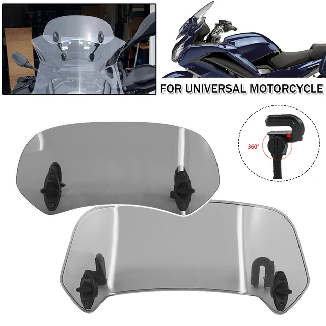Motorcycle Windshield Extension Spoiler - Adjustable Clip-On Deflector For Harley, Honda, Yamaha