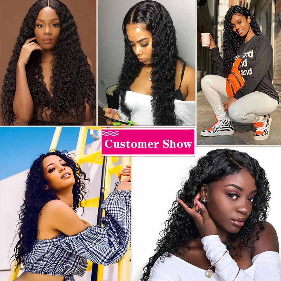 Black Pearl 30 32 34 inch Deep Wave Bundles Brazilian Hair Bundles Human Hair Extensions 1/3/4 pcs Deep Curly Remy Weave