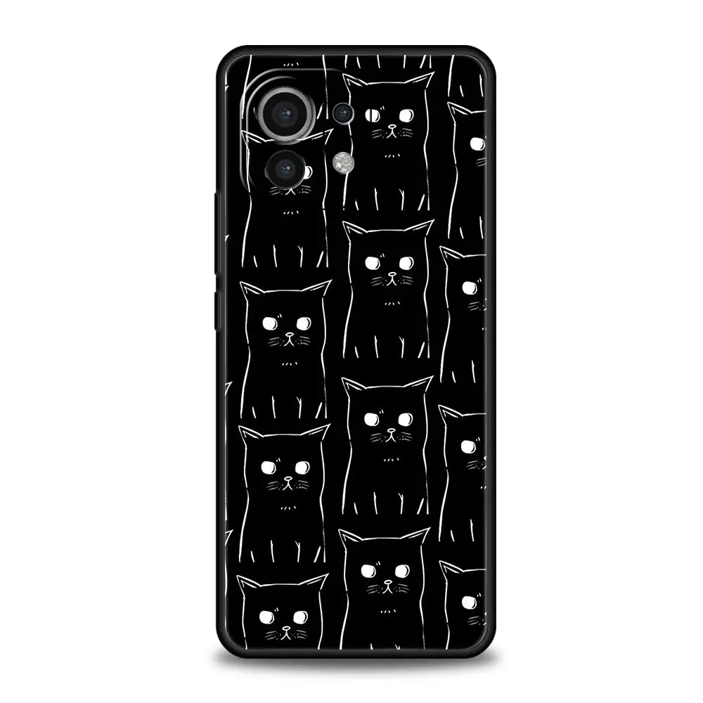 Charming Black Cat Cartoon Soft Phone Case Cover