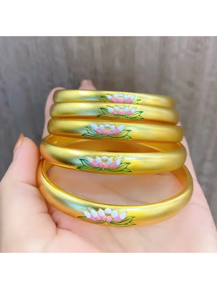 골드 999 팔찌 다채로운 연꽃 팔찌, AU750 폐쇄 팔찌, 여성 쥬얼리 펜던트, 금속 도장 선물 