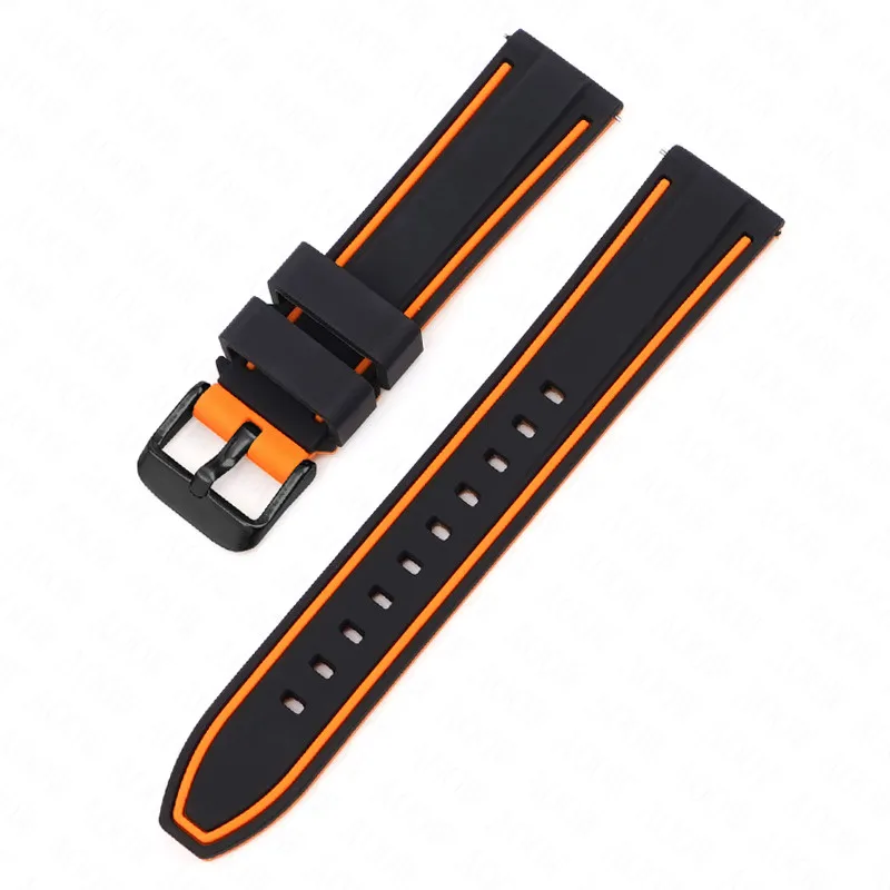 Universal Double Color Waterproof Sport Silicone Watch Strap, Quick Release Rubber Band, Unisex Bracelet