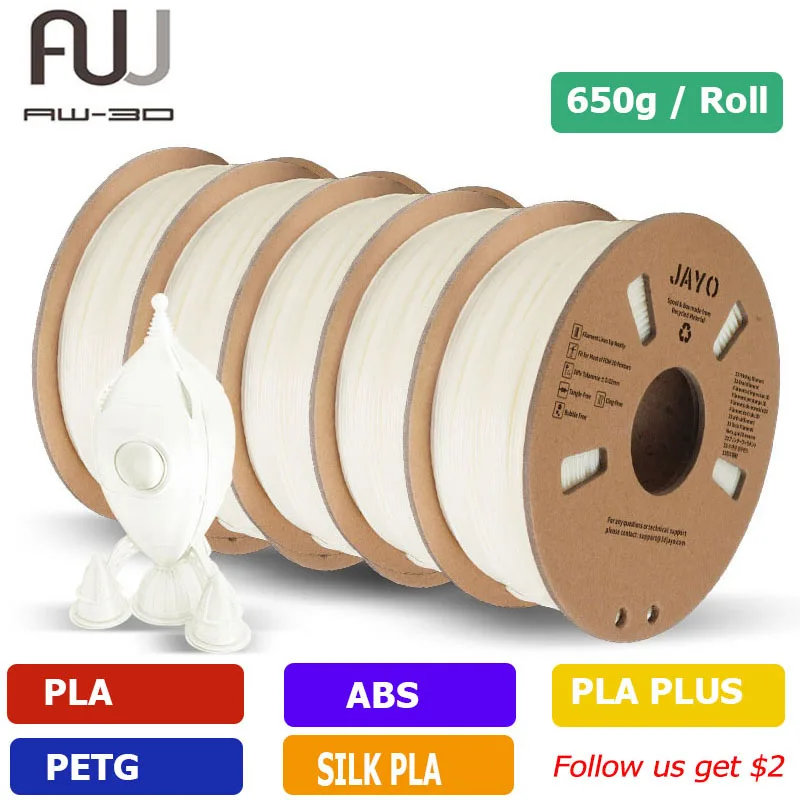 

JAYO PETG/PLA+/SILK/PLA//ABS/Rainbow 3D Printer Filament 650g/Roll 1.75mm Filament Environmental Material For 3D Pen & Printers
