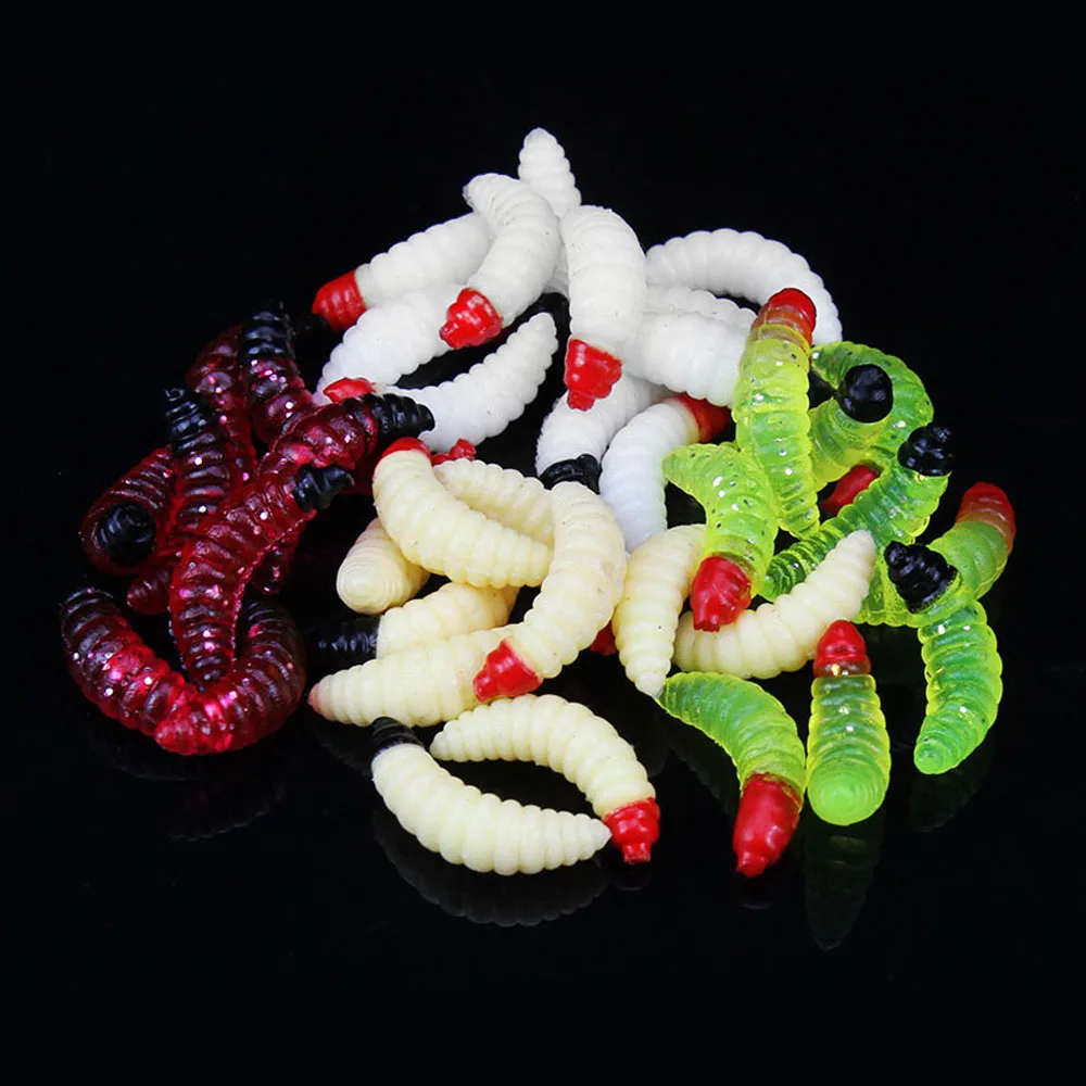 

50/100Pcs 2cm Soft Fishing Lures Artificial Baits Maggot Lure Grub Bait Worms Maggots Fishing Bait For Pike Perch Trout Bass