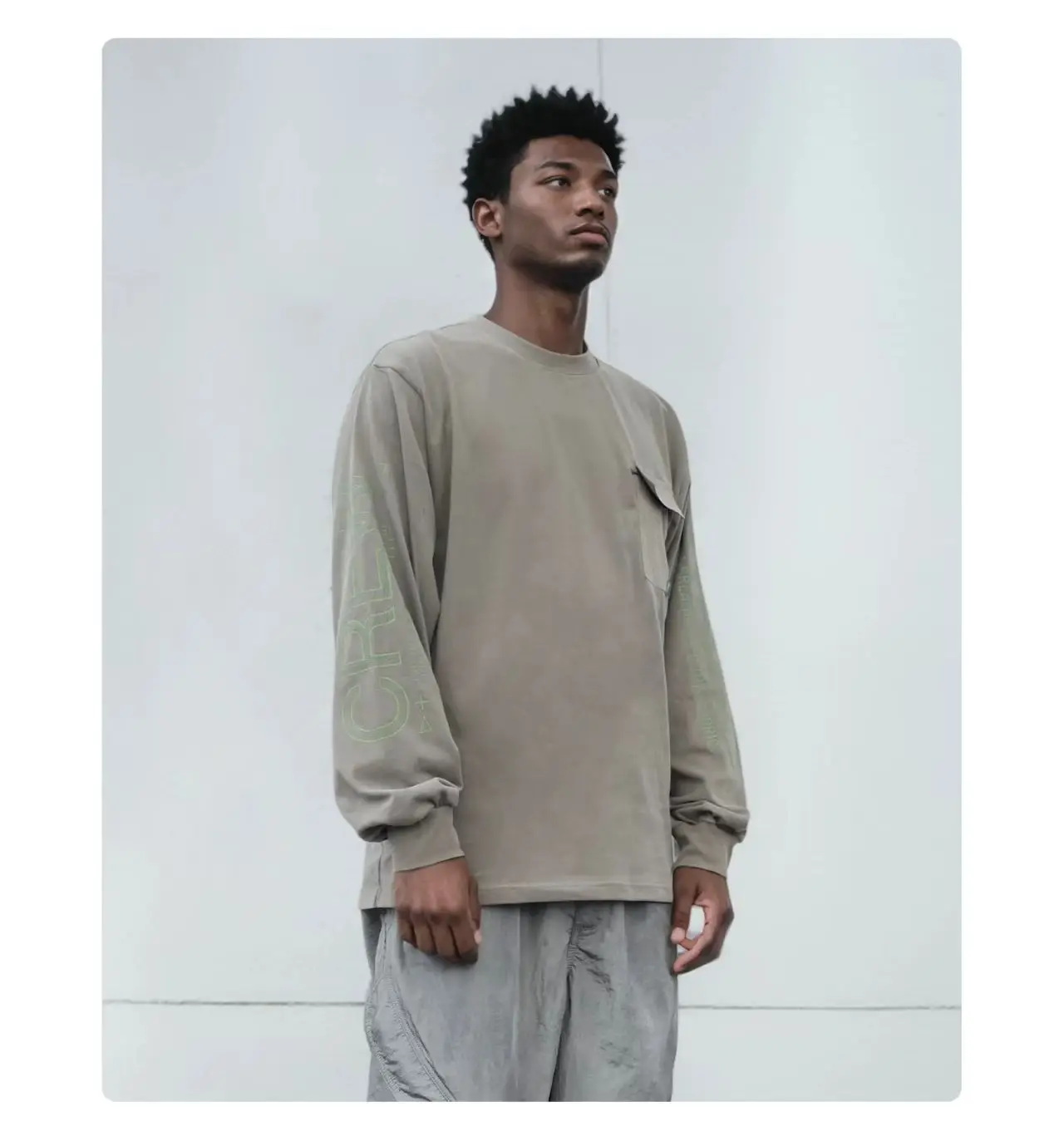 Whyworks 25aw Tech Print High-Density Combed Cotton Basic Longlseeve casual