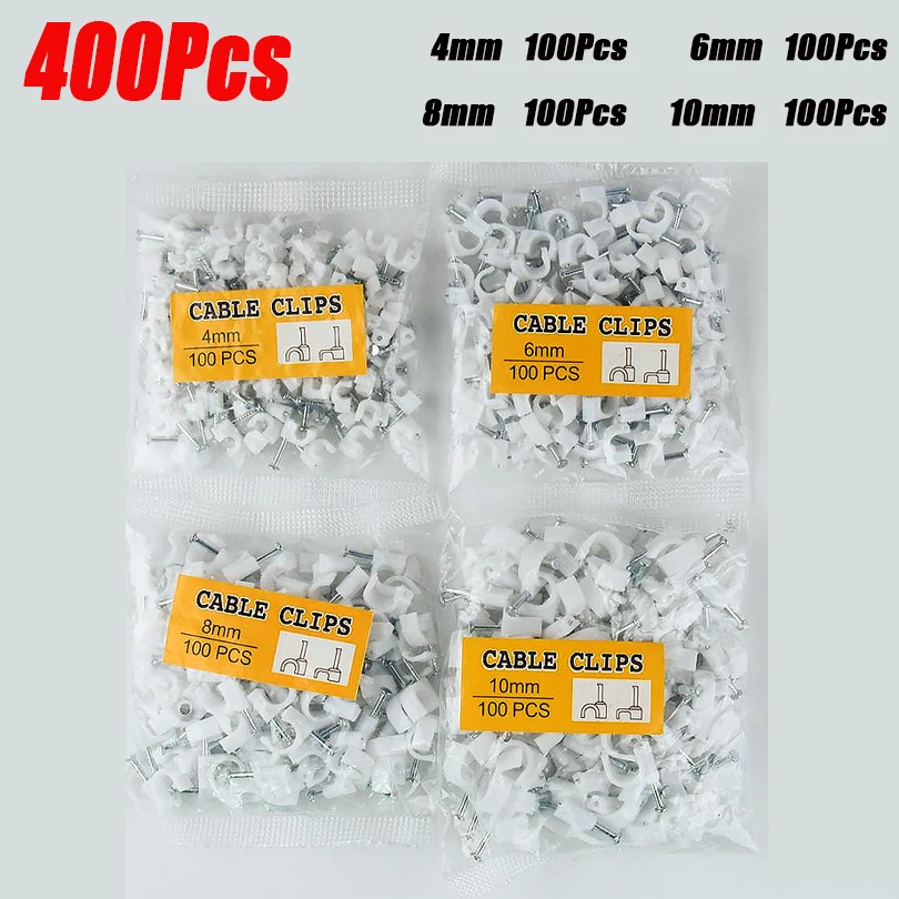 Description Picture 6 of item400Pcs 280Pcs Round Cable Wire Clips  Cable Management RG6 CAT6 RJ45 Electrical Wire Cord Tie Holder Circle 4mm 6mm 8mm 10mm