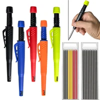 5 Colors 2.8mm Woodworking Mechanical Pencil Comes with Pencil Cap Pencil Sharpener 2B Lead Solid Deep Hole Marking Pen 1