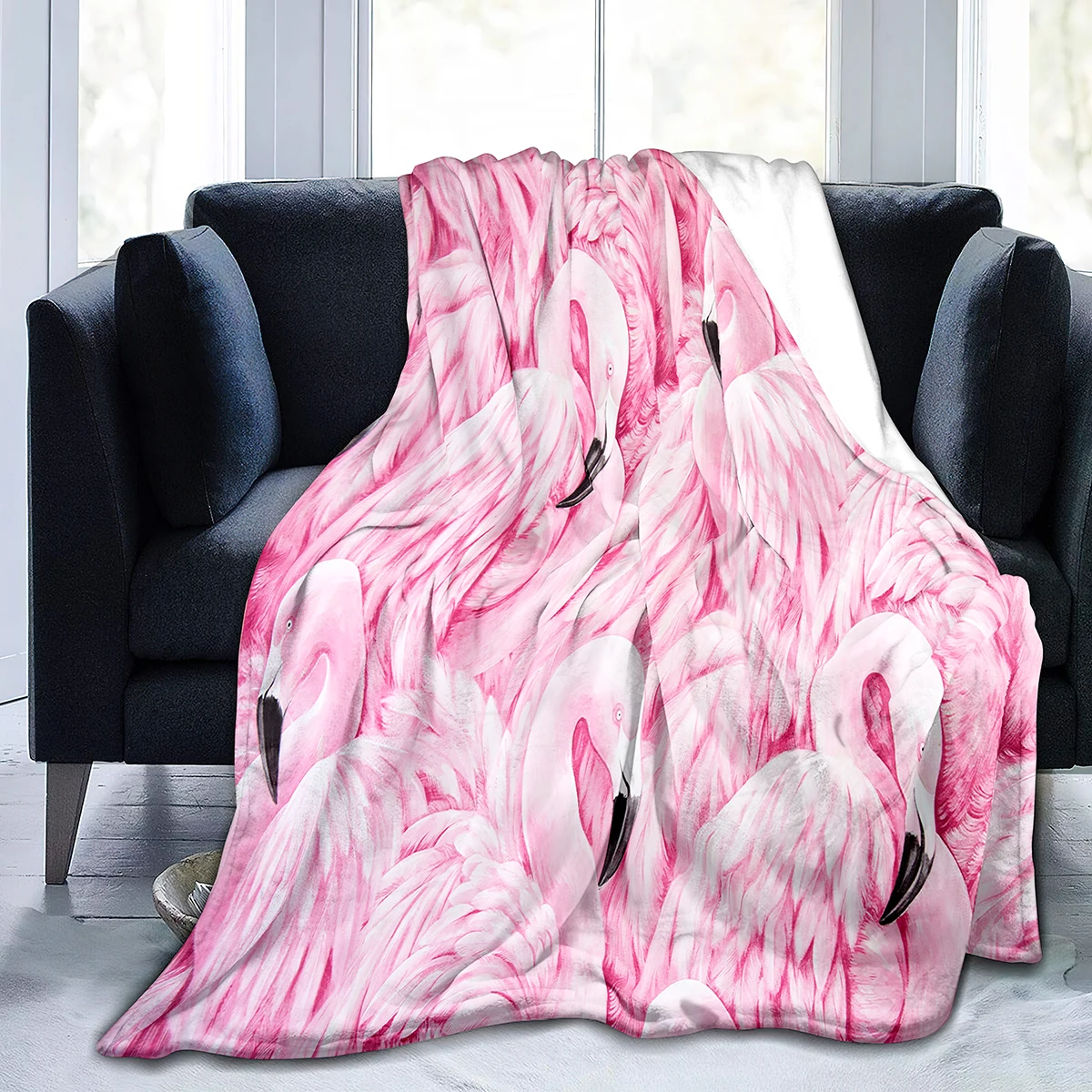 

Flamingo Throw Blanket Red Wild Animals Blanket for Couch Sofa Bed Blanket Warm Lightweight Super Soft King Size Festival Gift