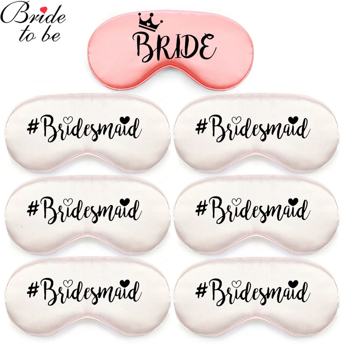 

7 PCS Team Bride Eyeshade Sleeping Eye Mask Cover Bridesmaid Eyepatch Blindfold Solid Bride Portable Rest Relax Eye Shade Covers