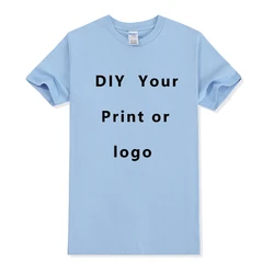 Personalized 100% Cotton Custom Print T-Shirt - Unisex Short Sleeve Graphic Tee - XXXL (Baby blue)