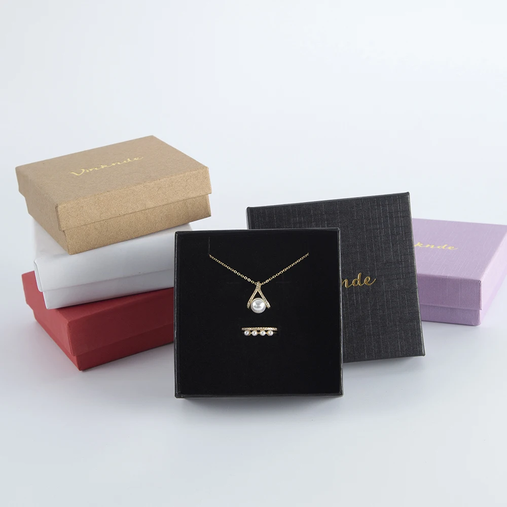 50Pcs Custom Logo Jewelry Box Ring Earring Gift Storage High Quality Paper Jewellery Packaging Container Wedding Favors Display