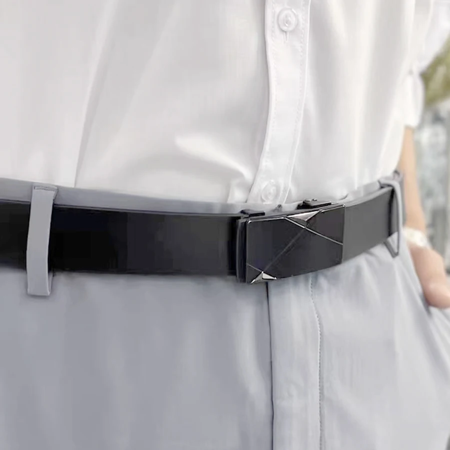 Automatic Buckle Belt For Men, Business Minimalist Leather Style_voghion.com