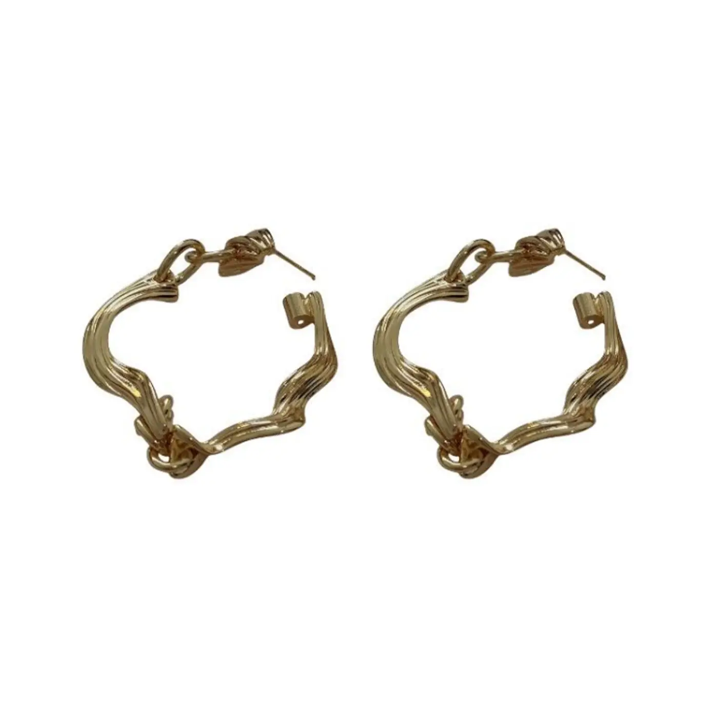 S925 silver needle stripe twisted geometry Baroque alloy simple design Earrings for women Fashion Jewelry