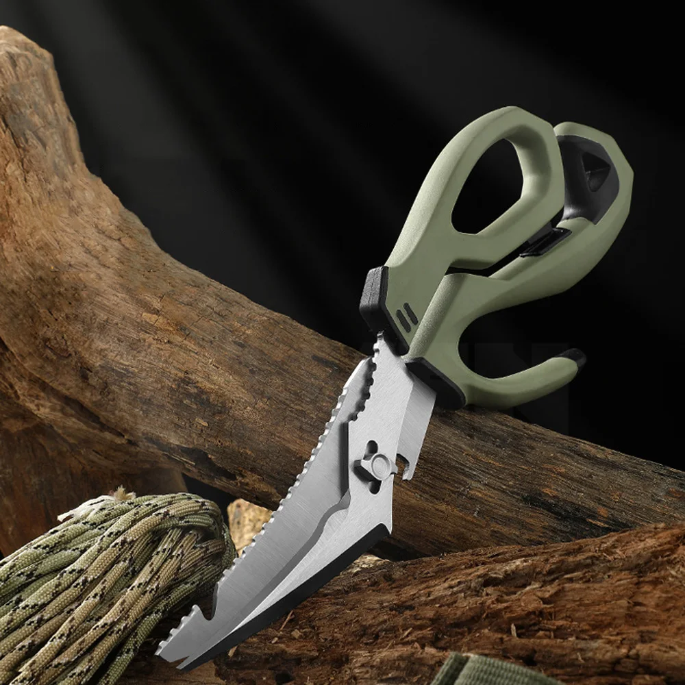 Multifunction Tactical Scissors Survival Gear Camping Equipment Steel Kitchen Scissors Fish Cutter Pruning Shears Hand Tools 4