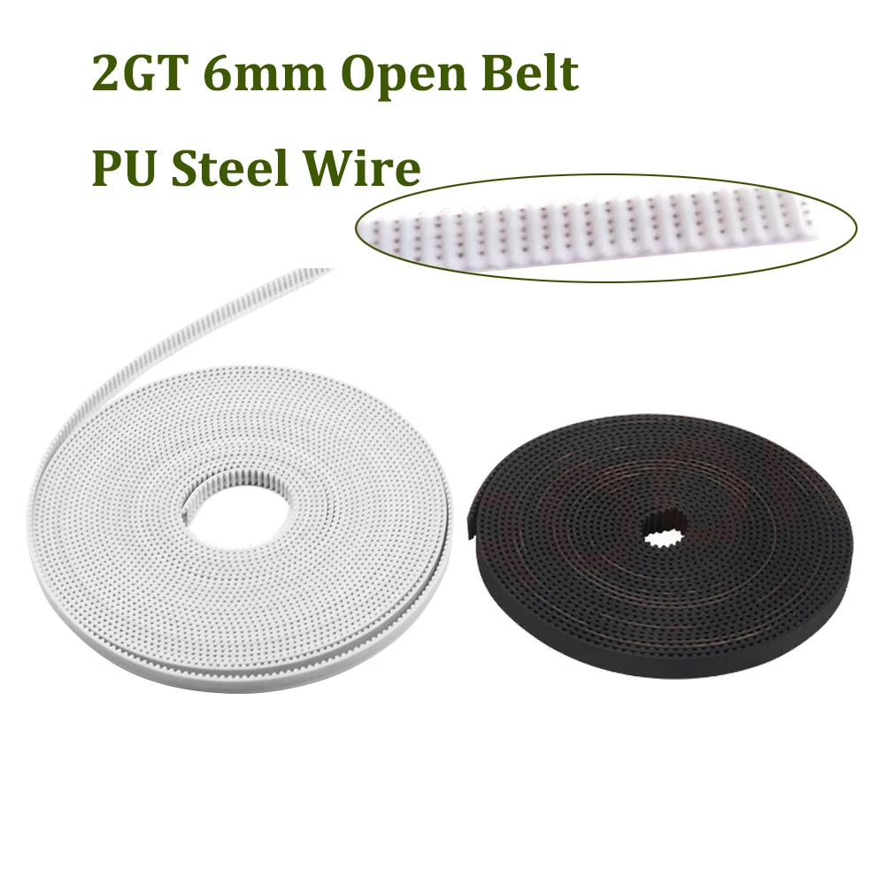 

5M GT2 PU Steel Wire Synchronous Wheel Belt 2GT Timing Belt Width 6mm Open Pulley Belt 3D Printer Parts 2GT-6mm Opening Belts