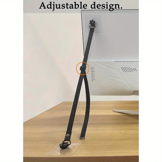 2-Pack Adjustable TV Safety Straps – No-Drill Anti-Tip Anchors 3