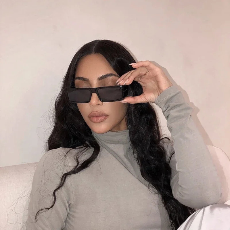 

Women Rectangle Sunglasses Fashion Brand Small Black Shades 90s Glasses High Quality Designer Sun Glasses Women