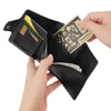 DIENQI Carbon Fiber Card Holder Wallets Men Brand Rfid Black Magic Trifold Leather Slim Mini Wallet Small Money Bag Male Purses 5