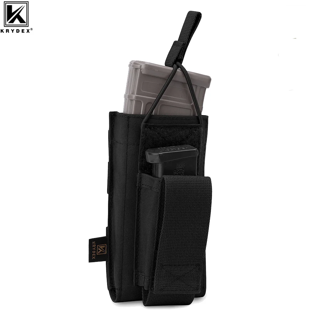 

KRYDEX Single Open-Top Magazine Pouch Tactical Rifle & Pistol 5.56 9mm Mag Pouch MOLLE /PALS Magazine Carrier Airsoft Gear Black