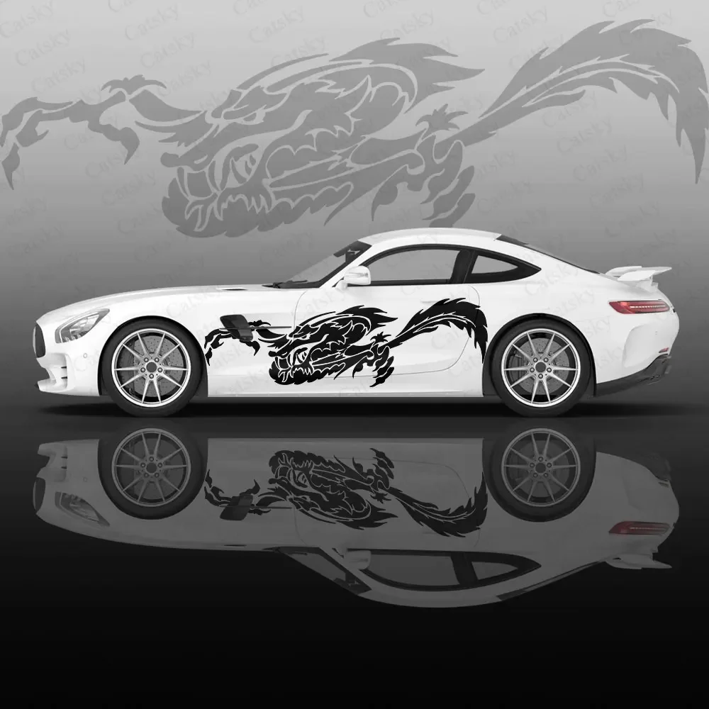 

Black Dragon Pattern Car Vinyl Wrap Protect Sticker Car Full Body Decal Creative Appearance Modification Decorative Stickers